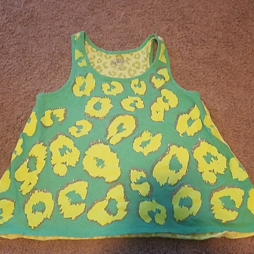 🎀 JUSTICE 🎀 YELLOW & GREEN SPOTTED TANK TOP